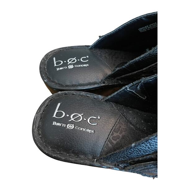 9M BOC Born Concept Women's Leather Block Heel Mules Black C35300 CIG14 - Picture 11 of 11